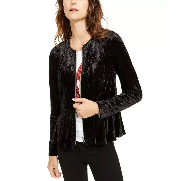INC International Concepts Women's Velvet Peplum Jacket Black Size L - Large